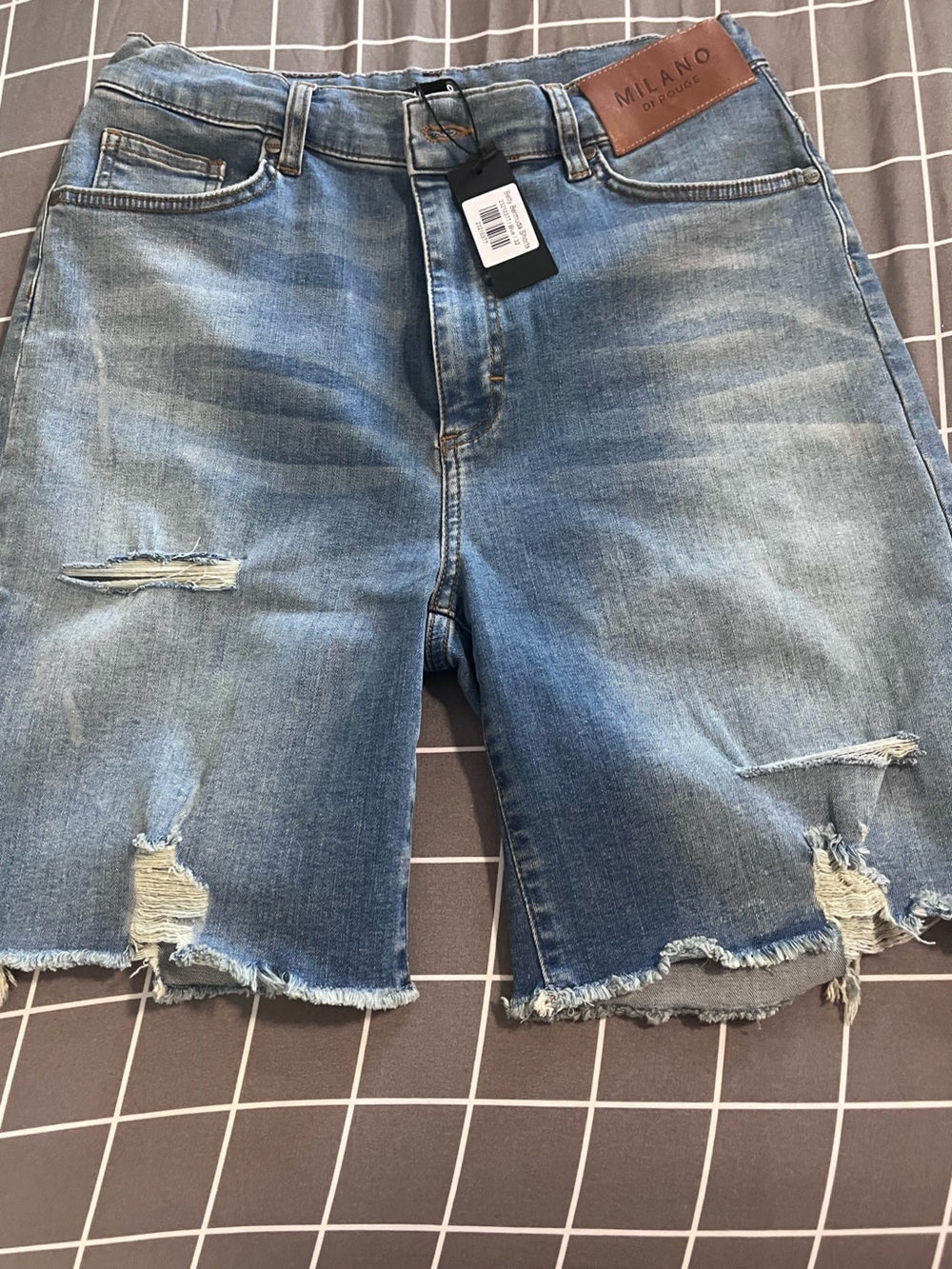 Milano Di Rouge Distressed Light Blue Denim Bermuda Shorts